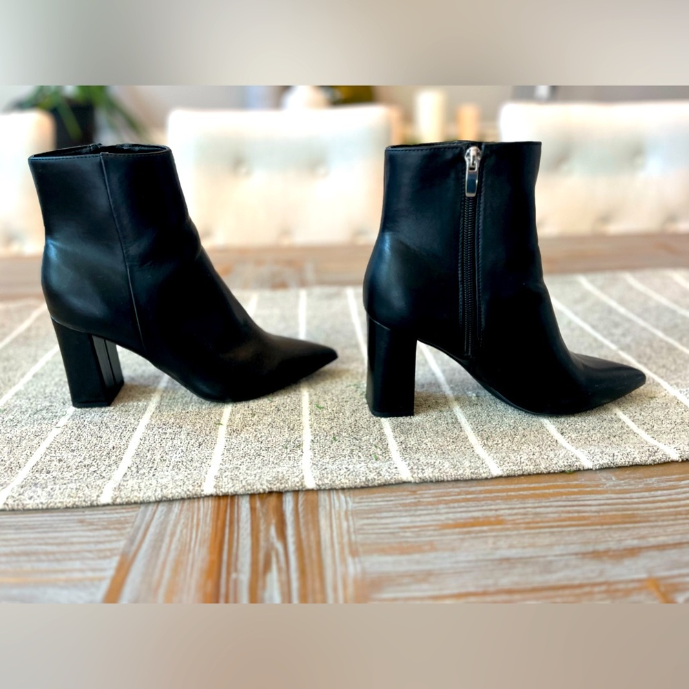 Nine West leather black booties, size 7. Worn once